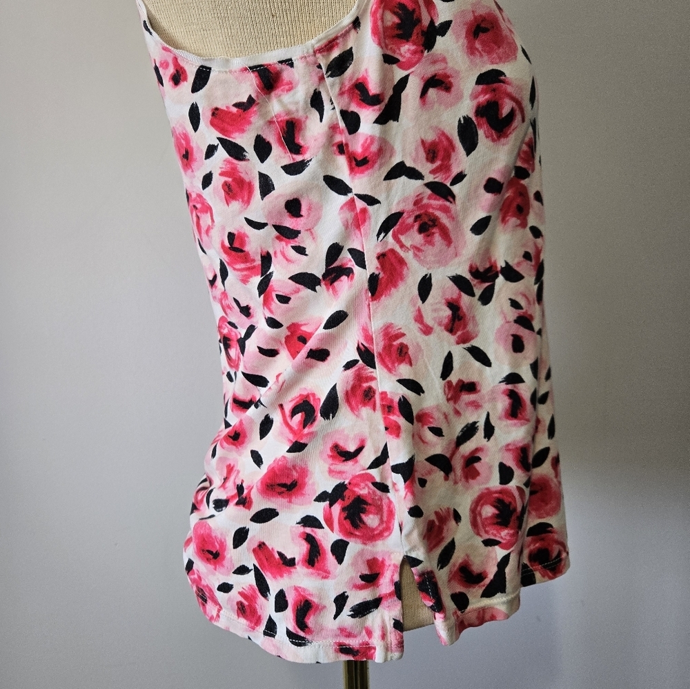 Kate Spade Dream A Little Dream Pink Floral Sleeveless Cotton Top With Bow. Sm - Picture 5 of 11